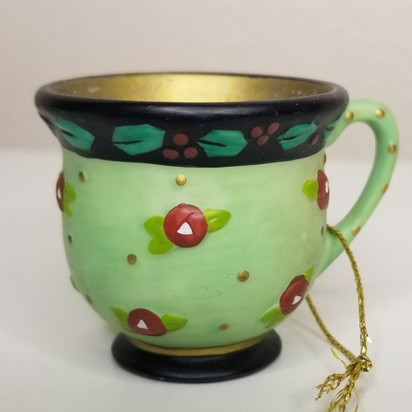 ME INK 1995 Mary Engelbreit Embossed Floral Tea Cup Coffee Cup Mug Ornament - Picture 9 of 9